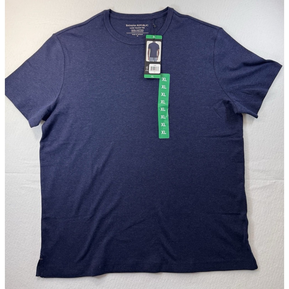 Banana Republic Mens Luxe Touch Tee XL Blue Short Sleeve Casual 100% Cotton NWT